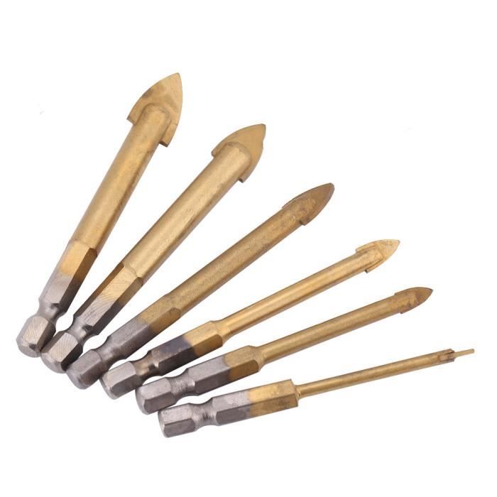Duokon foret à verre triangulaire 6 pcs/ensemble Hex Titane Plaqué — free download