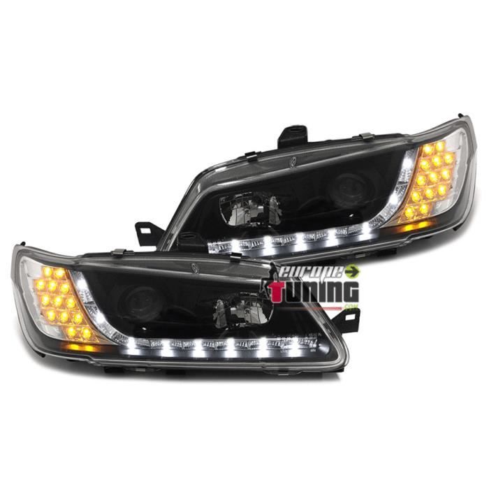 PHARES FEUX AVANTS TUNING NOIRS DEVIL EYES CLIGNOTANTS LED PEUGEOT 306 PHASES 2 et 3 (13900)