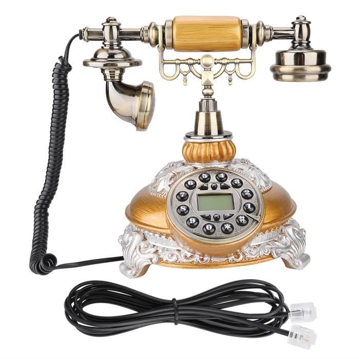 Vintage Téléphonique/Téléphone Rétro À Cadran Rotatif / Téléphone Fixe (Jaune) - Téléphone
