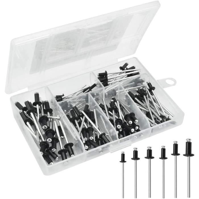 100 Remaches Ciegos De Aluminio Negro M3.2 X 10 Mm - Para Decoración Y Fijación