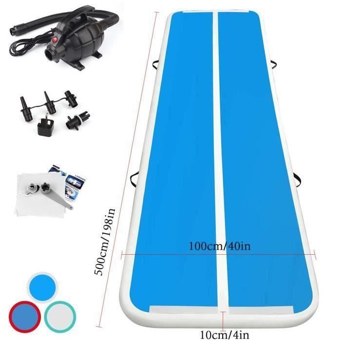 Airtrack 5m VEVOR Tapis Gymnastique Gonflable 4m - Épaisseur 10cm - Pompe 600W Incluse - Yoga, Acrobatie, Fitness - Vert Menthe Piste Airtrack Entraînement