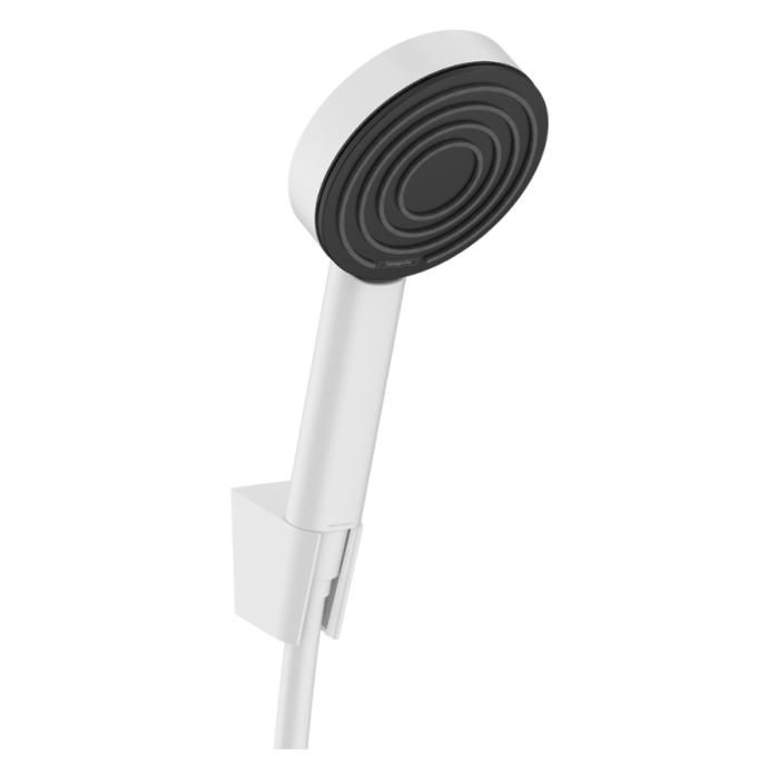 Hansgrohe Crometta Vario – Ensemble Douchette 2 Jets + Support Mural Porter + Flexible 1,25 M, Blanc/Chromé – 26691400