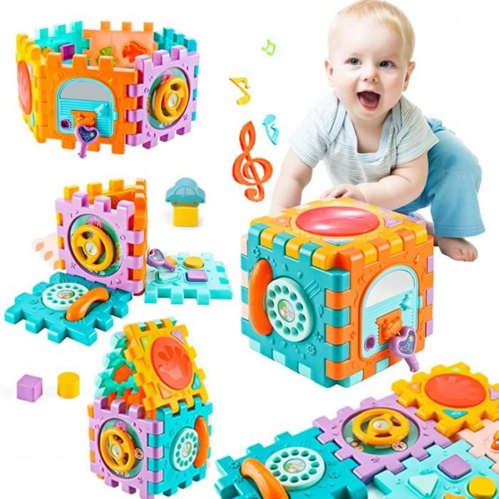 Cube D'activité Bebe 6 en 1 Centre de jeu avec Musique Jouet éducatif Multifonctionnel pour Les Bébés et Les Jeunes Enfants de
