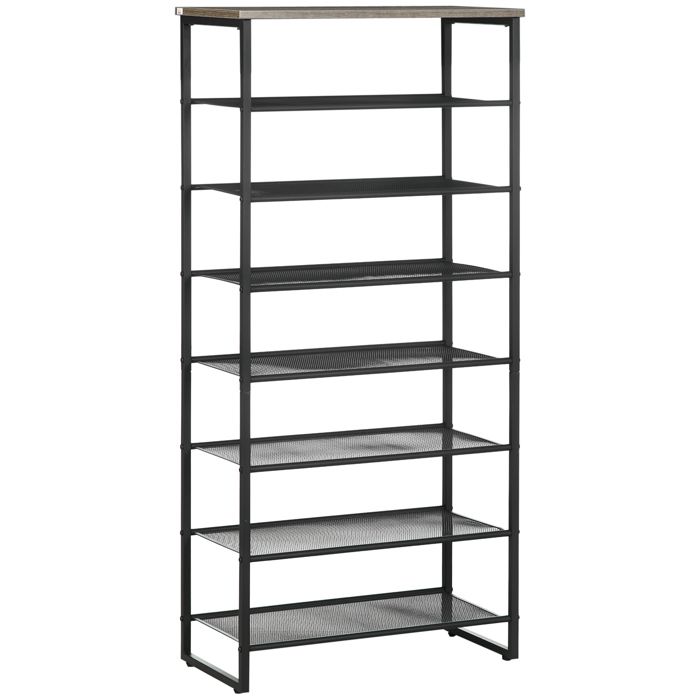 Étagère Sur Pied HOMCOM 5 Compartiments - Étagère à Livres Et Rangement Métal Noir 120x35x87,5 Cm Meuble Rangement Cuisine