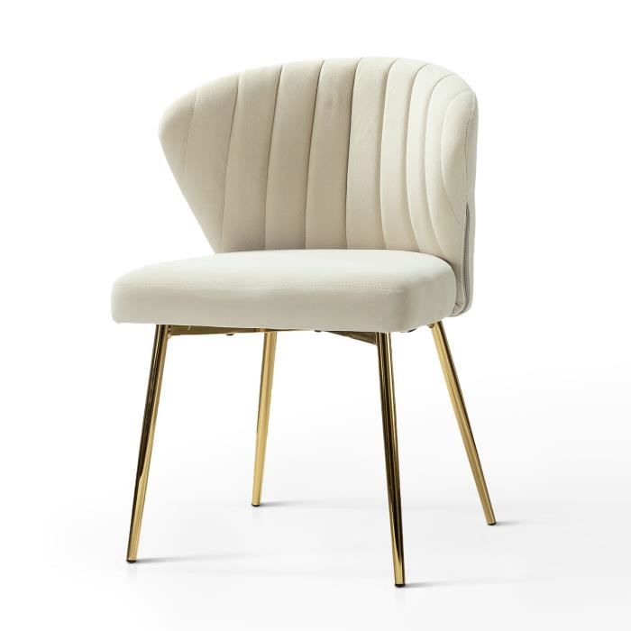 chaise de salle à manger en velours scandinave chaise moderne pour la cuisine avec pieds en métal, blanc