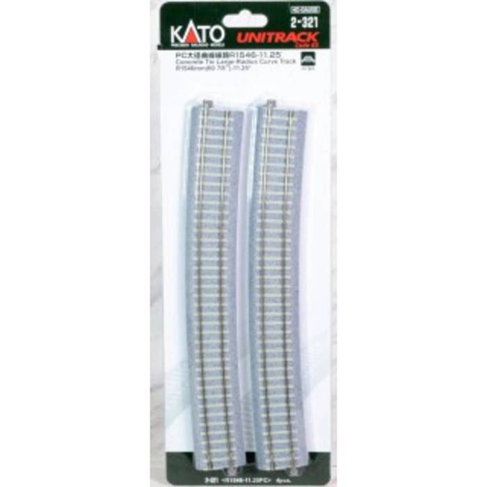 HO Kato Unitrack 2-321 60-7/8 Large-Radius Curve Track w/Concrete Ties pkg (4