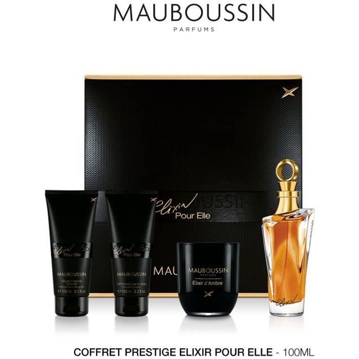 Mauboussin Coffret Prestige 2021 Elixir Pour Elle Eau de Parfum 100ml Douche Precieuse 100ml Lait Parfume 100ml Bougie Cdiscount Au quotidien