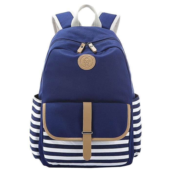 Minetom unisexe Vintage PU Cuir Couleur Unie Multi-Fonction Scolaire Backpack Ordinateur Portable Sac à Dos Randonnée Voyage 