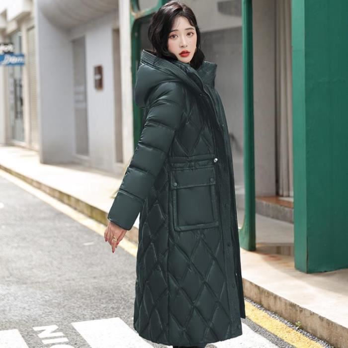 Manteau femme Hiver mi long avec chapeau Qualite Superieure