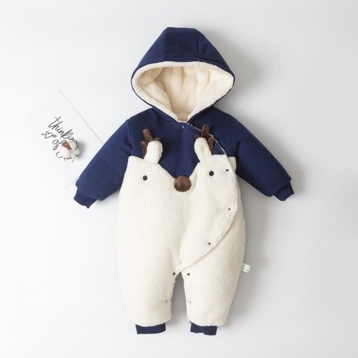 Combinaison Bebe D Hiver Grenouillere Avec Capuche 0 24 Mois Bleu Cdiscount Pret A Porter