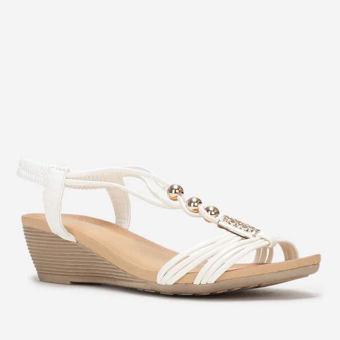 Sandales compensées blanches femme hot sale