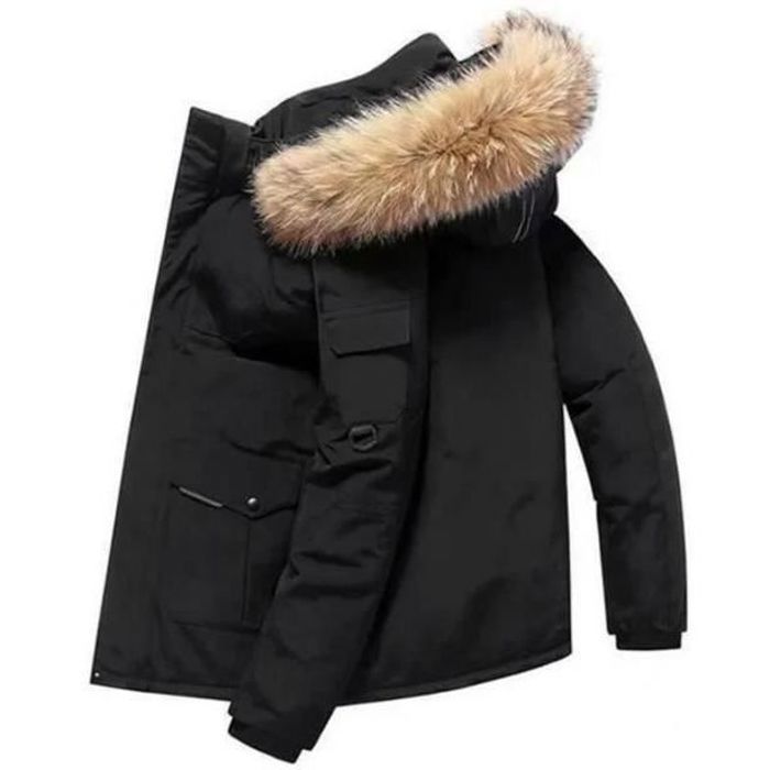 Doudoune JINDING 9 homme Casual a capuche Blouson hiver Luxe marque Encapuchonne zipper parka noir Noir Cdiscount Pret a Porter