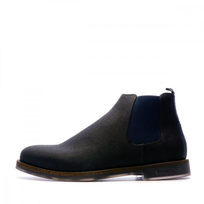 bottines homme montantes cr7 douro - couleur marine en cuir avec boucle de talon - homme adulte bleu