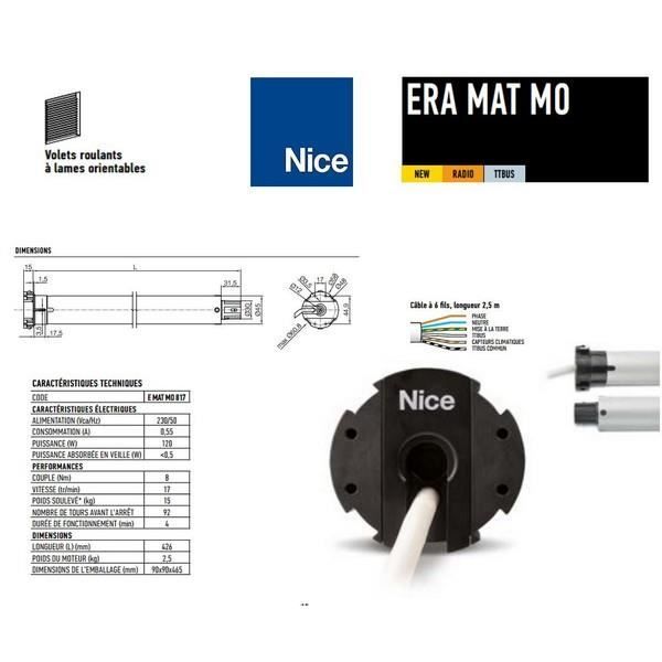 Moteur Era Mat Mo O 45 Mm Radio 8nm Volet Lame Orientable Ttbus Nice Ematmo817 Cdiscount Bricolage