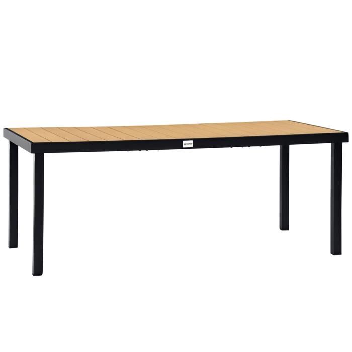 Outsunny - Table de jardin - Aluminium - 190x90x74cm - Bois naturel