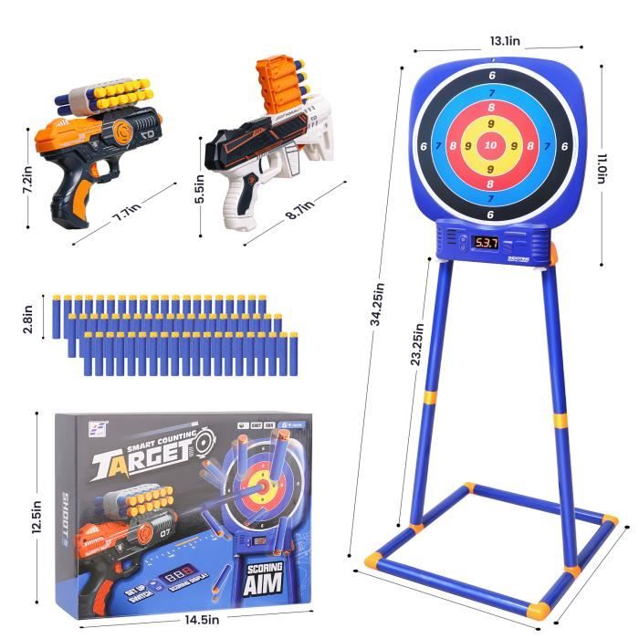 Pistolet Enfant Électrique Pour Flechettes Nerf, DIY Fusil Automatique Avec 100 Flechettes En Mousse Ceinture De Poignet, Jouet Garcon Pistolet Blaster 3 Modèles 3 Vitesses, Cadeau Enfant Adulte