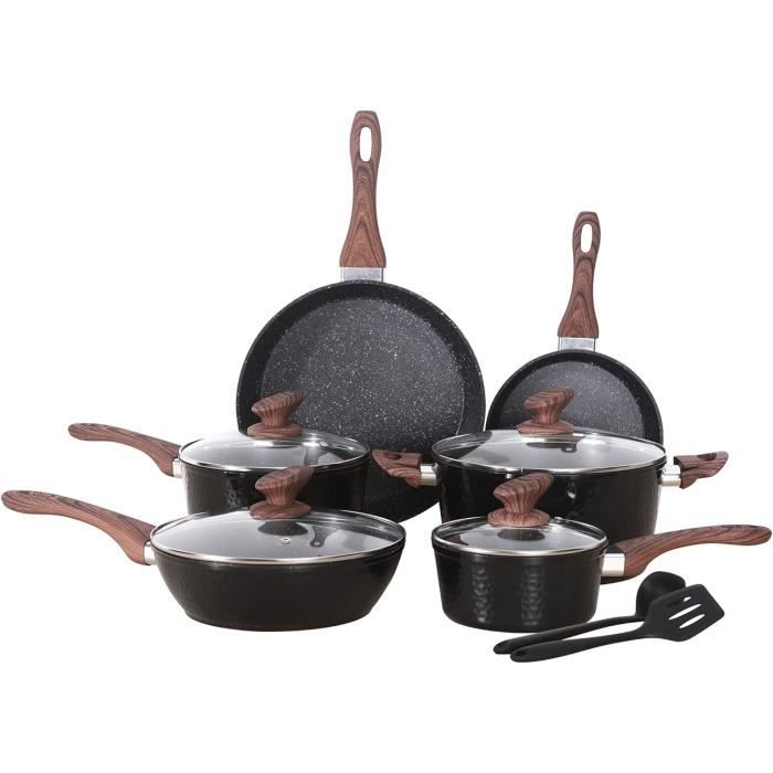 Batterie De Cuisine 17 Pièces, Casseroles Et Poêles Antiadhésives, Induction, Avec Couvercles