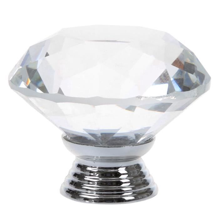 8 X Poignee Boutons De Porte Meuble Tiroir 40mm Diamant Verre