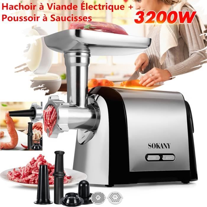 Hachoir à Viande Électrique et Poussoir à Saucisses Kibbe 3200W