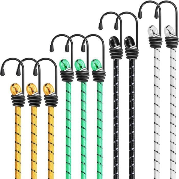 Lot De 6 Élastiques De Serrage Plats Avec Crochets Rotatifs - Tendeurs Caoutchouc 2x30cm + 4x60cm Pour Bagages, Vélo Et Bâches