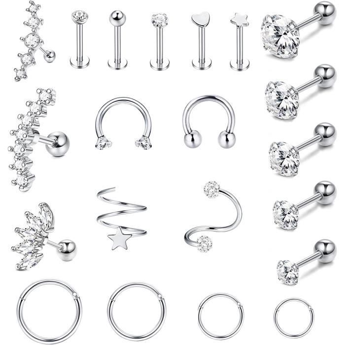 Piercing tragus et helix papillon par paquet de 2 pièces