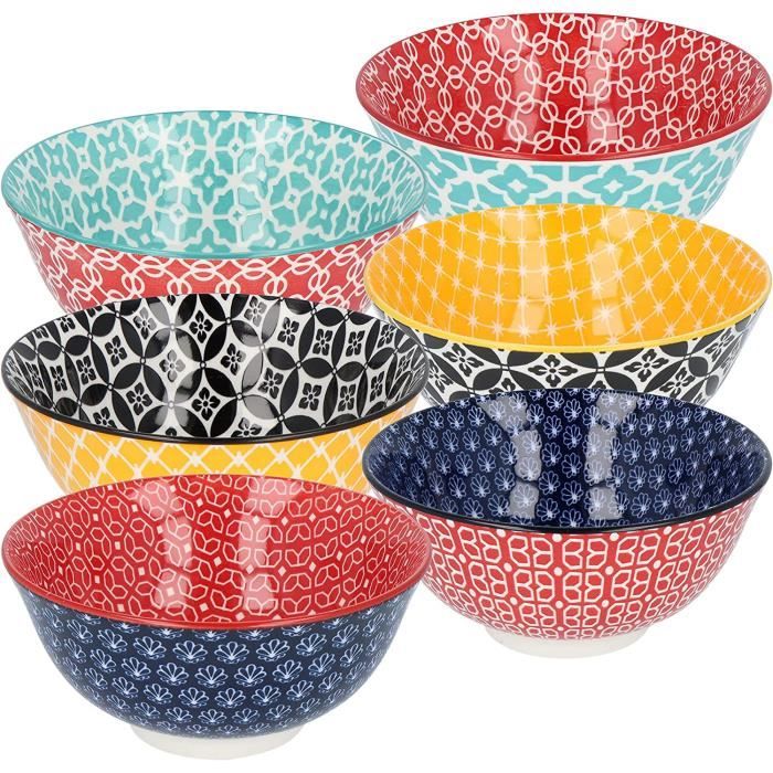 DOWAN Ceramic Bowls Lot de 6 bols à céréales – 680 ml – Bols à céréales pour dessert, soupes, salade – bols en porcelaine – Passe au micro-ondes et au