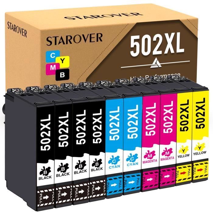 Multipack Compatible pour Cartouche 502XL Epson 502XL Remplacement pour Cartouche Epson 502 502 XL Cartouche XP 5100 (Paquet de 10)