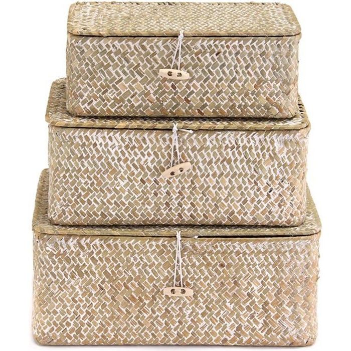 Panier de rangement//panier /à linge Woodluv en osier avec doublure de couleur grise taille moyenne