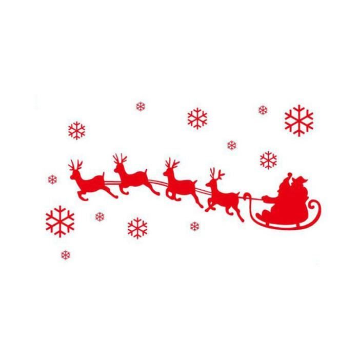 Decalmile Autocollants Muraux Père Noël Et Renne - Autocollants Muraux De Noël Pour Chambre D'enfant, Salon, Vitrine De Magasin
