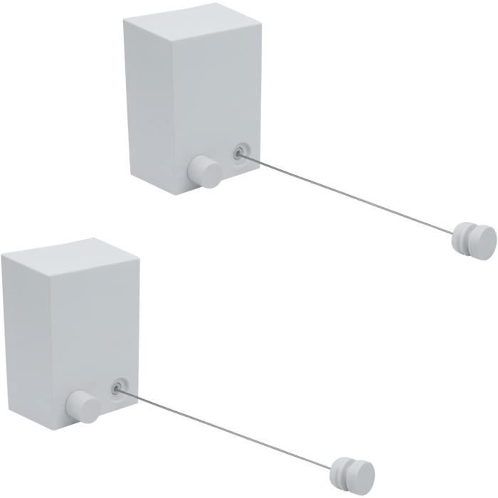 2 Pièces Corde À Linge Rétractable 4.2M Fil À Linge Blanc, Ensemble De Corde À Linge Acier À