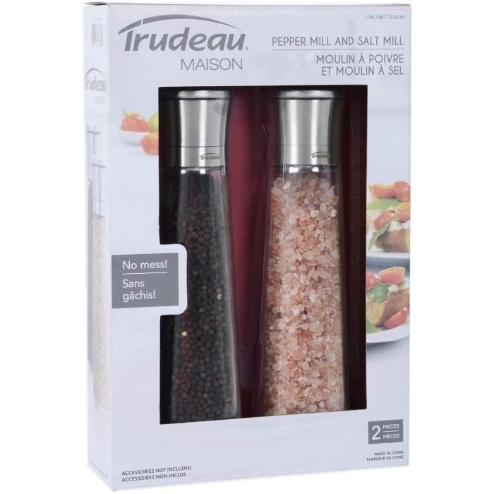 Grand Moulin A Sel Et Poivre En Acier Inoxydable Rempli De Verre Transparent 25 Cm Cdiscount Maison