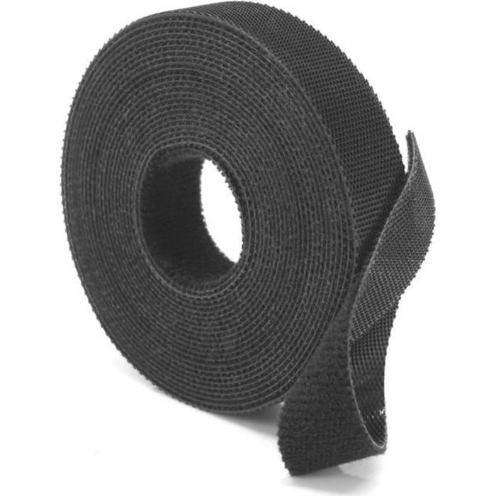 Ruban serre câbles Velcro auto agrippant - Noir - 10 mm x 5 m