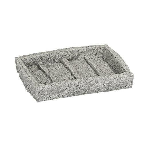 Porte-savon En Polyrésine Unie - Design Granite, Dimensions 12 X 8,5 X 2 Cm - Pour Salle De Bain, Facile à Nettoyer