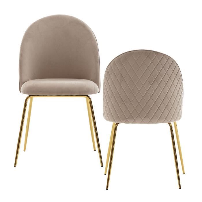 chaise de salle à manger wohnling - lot de 2 - design scandinave - velours beige