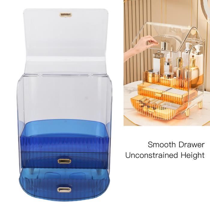 OEMG Étagère Rangement En Bois Montage Mural 5 Niveaux 2 Tiroirs Miroir Intégral Organisateur De