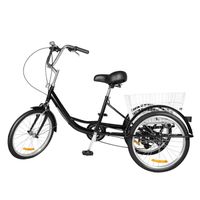 Tricycle Adulte 20 Pouces - 8 Vitesses, Siège Réglable, Panier - Capacité 110 Kg - Pour Courses Et Balades