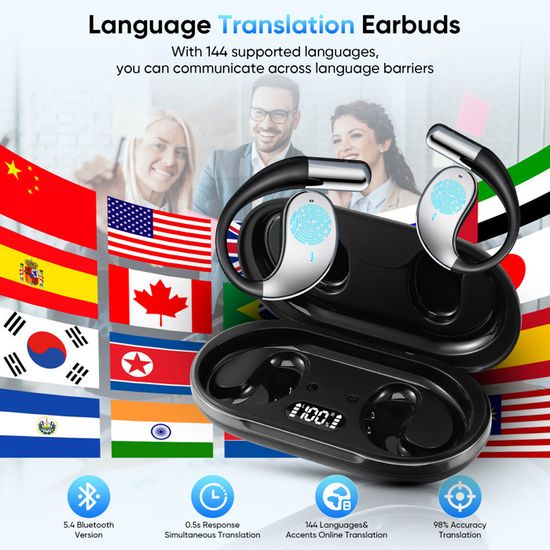 Relxhome AI Traducteur Vocal Instantané, 60H Ecouteur Traducteur