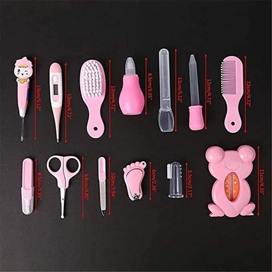 Trousse De Soin Bébé VIZION+ - Kit Naissance Complet 13 Accessoires (thermomètre, Mouche-bébé, Brosse Bois, Coussinets Allaitement) - 9