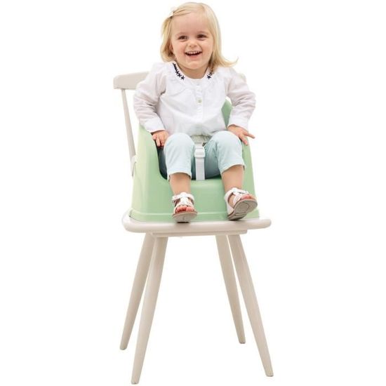 Rehausseur De Chaise Enfant 2 En 1 THERMOBABY YEEHOP - 6-18 Mois - Harnais 3 Points - Tablette Amovible - Marron Glacé