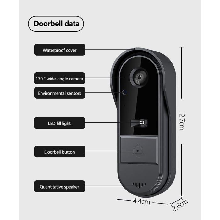 Sonnette Vidéo Sans Fil 1080P - Écran 4.3" - Visiophone Autonome Sans WiFi - Vision Nuit Couleur - 300m Portée