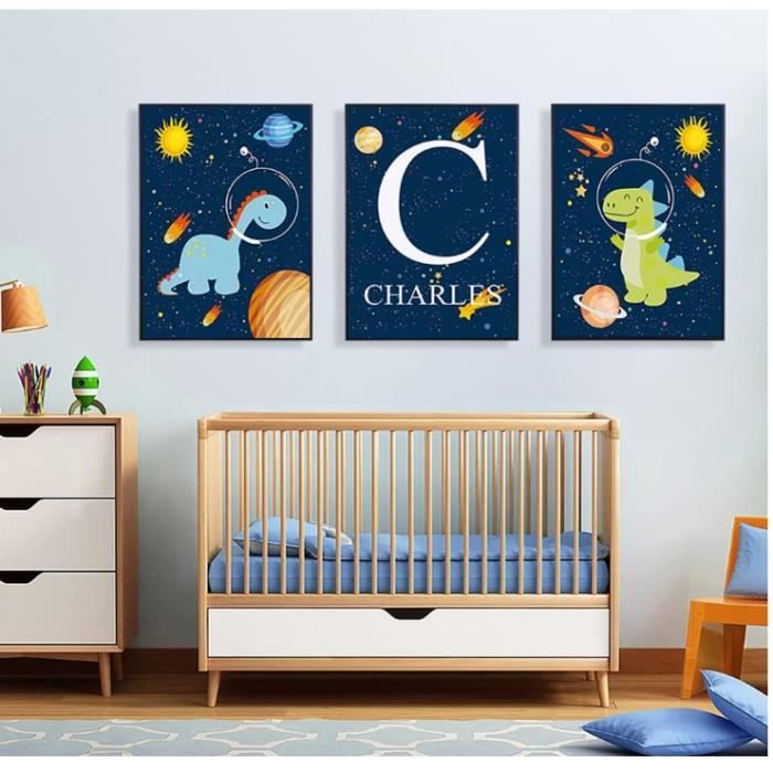3 Affiche Chambre Bebe Garcon Tableau Prenom Toile 30x40 Poster