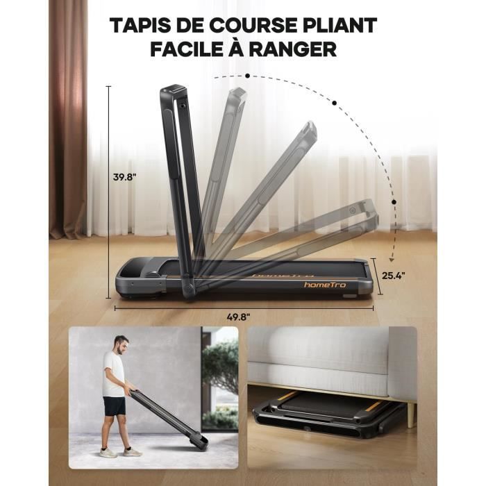Tapis De Course Pliable 4-en-1 – Marche, Course, Pente 9% – Silencieux, Moteur 2,5 CV, Charge 140 Kg – Pour Maison - 7
