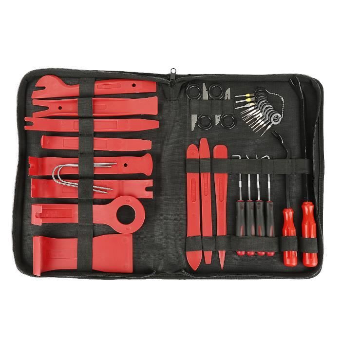 Birshe Kit 39 Outils DéMontage Garnitures Voiture - Outils Radio Et Tableau De Bord Rouge - Set Complet Accessoires Auto