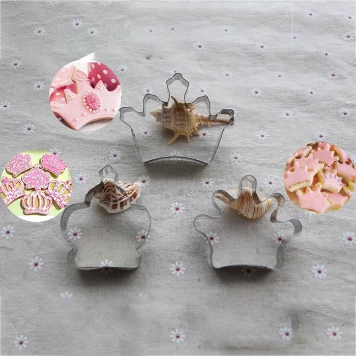 Moule à gateaux,3PC Unique Prince princesse couronne emporte pièce en acier inoxydable bricolage gâteau moule gâteau - Type Silver - Maison