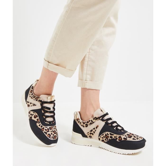 GRAIN DE MALICE Baskets motif l opard Brown Cdiscount Chaussures