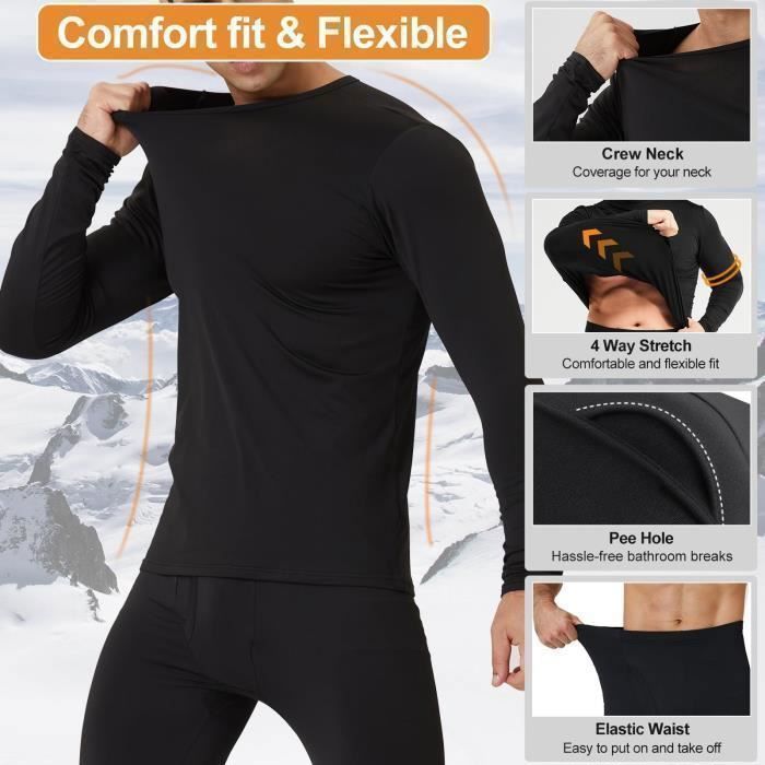 Ensemble Sous-Vêtements Thermiques Homme 3XL - Chaud, Léger Et Respirant Pour Hiver