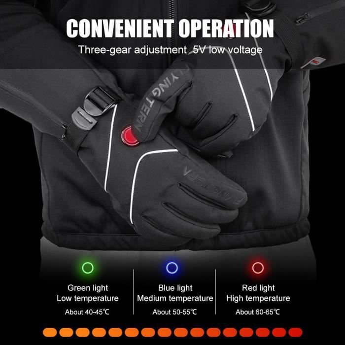Gants Chauffants OBEST Hommes Femmes 5V 2000mAh - Gants Ski Chauffants Pour Hiver, Randonnée, Camping