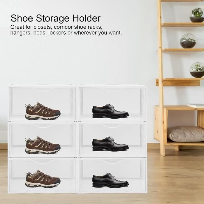 Boîte à chaussures Transparentes en Plastique, Boîte Rangement Chaussures,  Etagère à Chaussures,Lot de 6