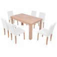*66771 Ensemble Table et Chaises de Salle à Manger - Ensemble table à manger + 6 chaisess Cuir synthétique Chêne Couleur crème-2