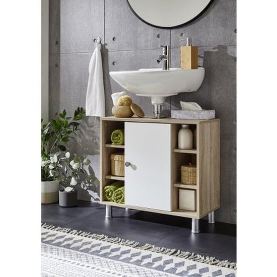 Meuble de salle de bains QUBO pour lave-linge blanc matrix avec plan  Sherwood